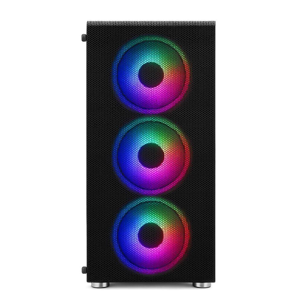 1stCOOL skříň Rainbow 4, Mid Tower, ATX, AU, Průhledná bočnice, 4x 120mm Fan, 650W, 88+, Černá