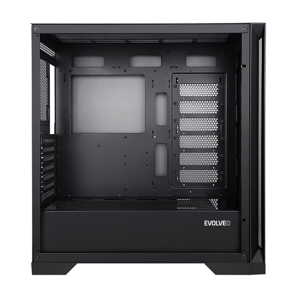 EVOLVEO Ptero Q2+, 2x čelní panel - sklo /mřížka, case ATX, černá, 4x ARGB Ventilátor