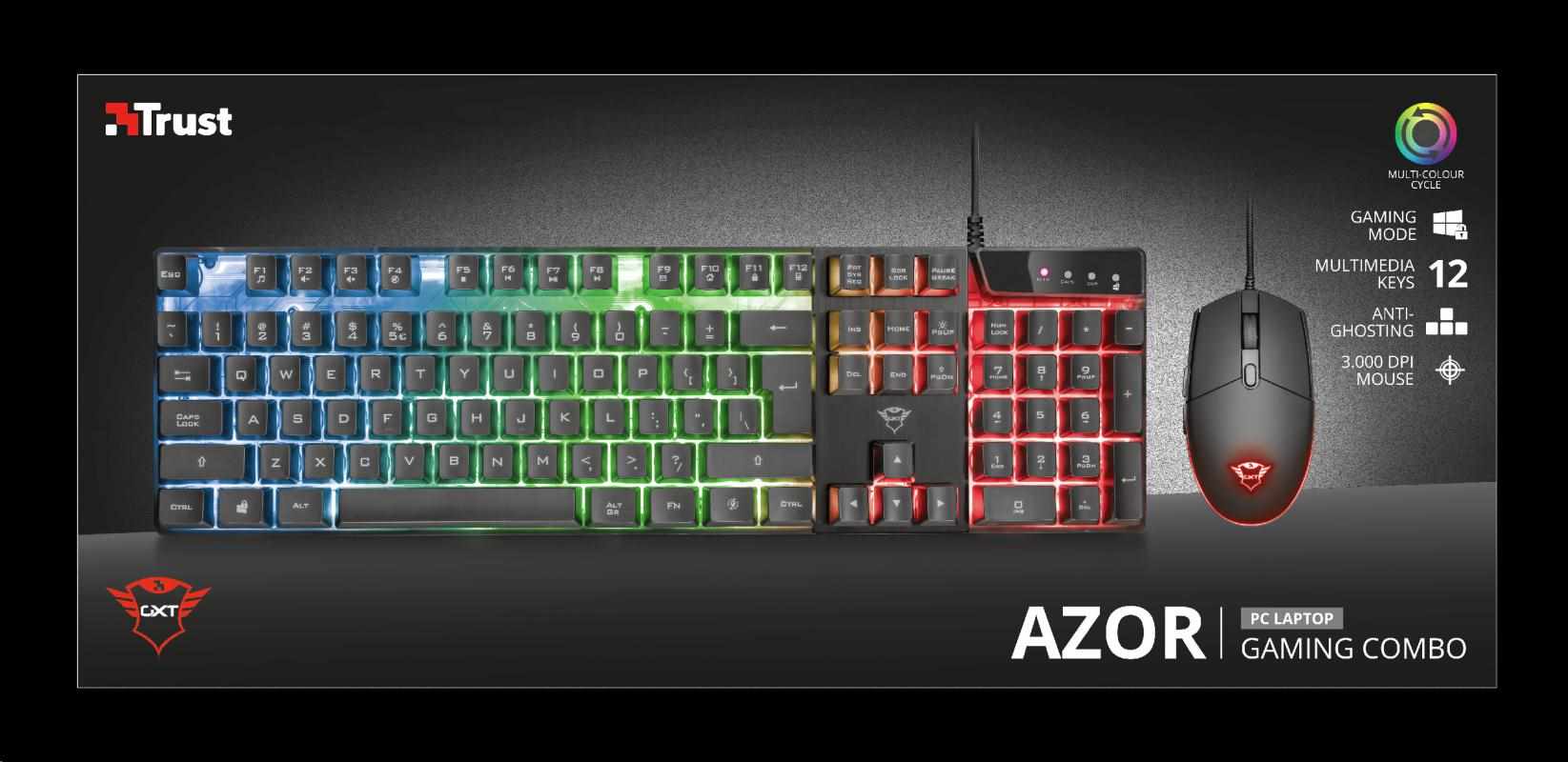 TRUST set klávesnice + myš GXT 838 Azor Gaming Combo CZ/SK