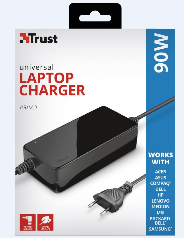 TRUST Univerzální napájecí adaptér pro notebooky Primo 90W-19V Laptop Charger