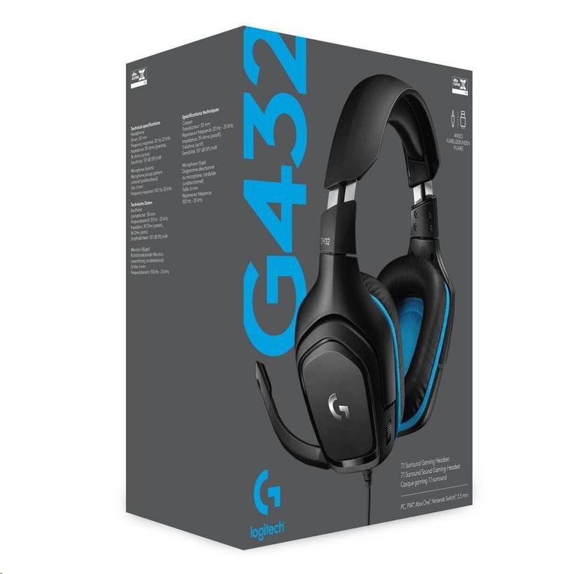 Logitech herní sluchátka G432 7.1 Wired