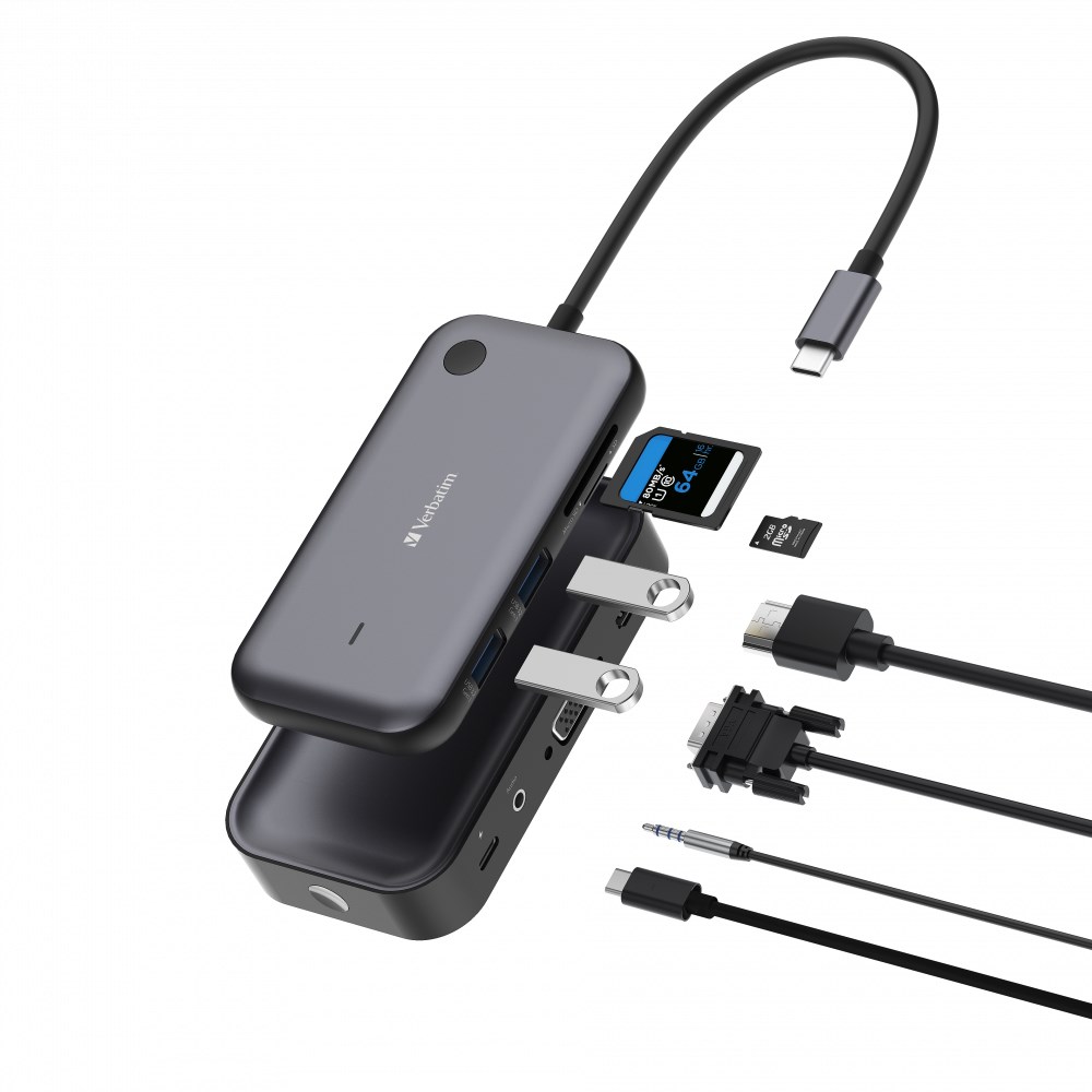 VERBATIM Display Adapter WDA-01 Share My Screen 1080P, USB-C hub