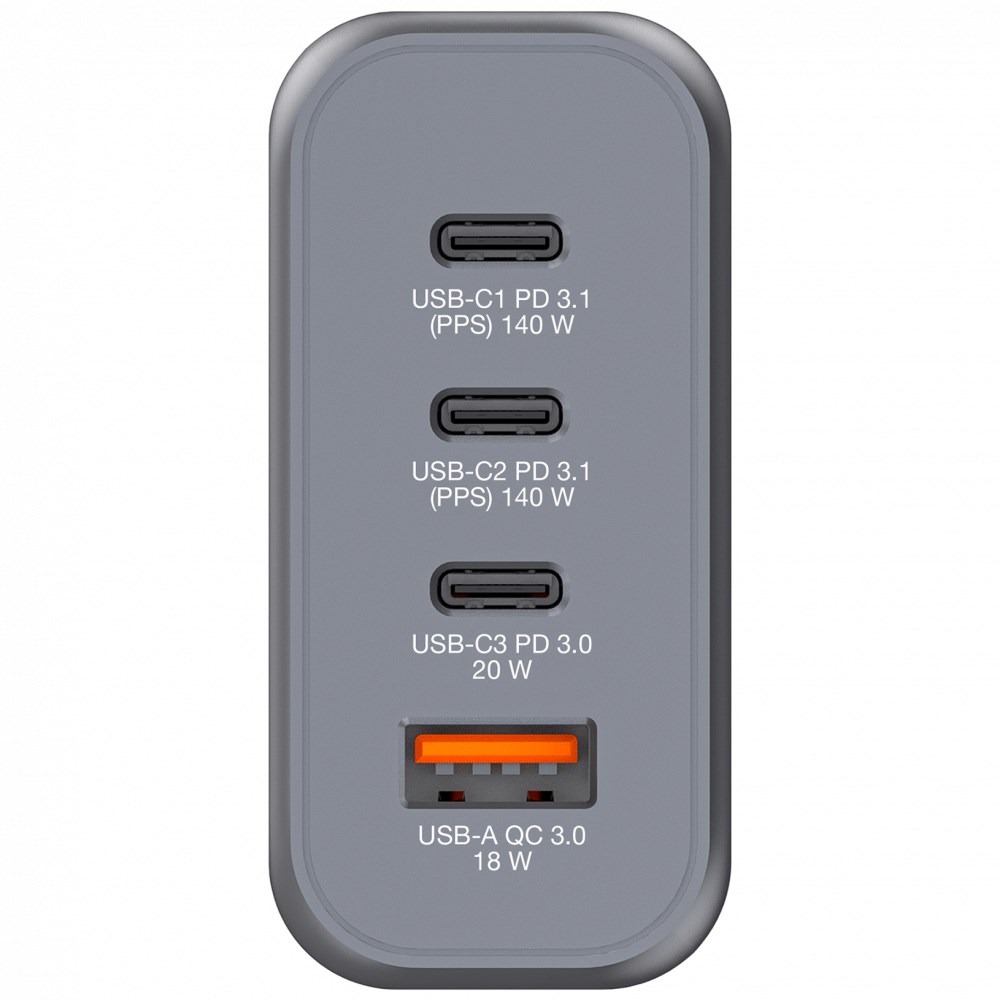 VERBATIM GaN Nabíječka do sítě GNC-140, 140W, 3x USB-C, 1x USB