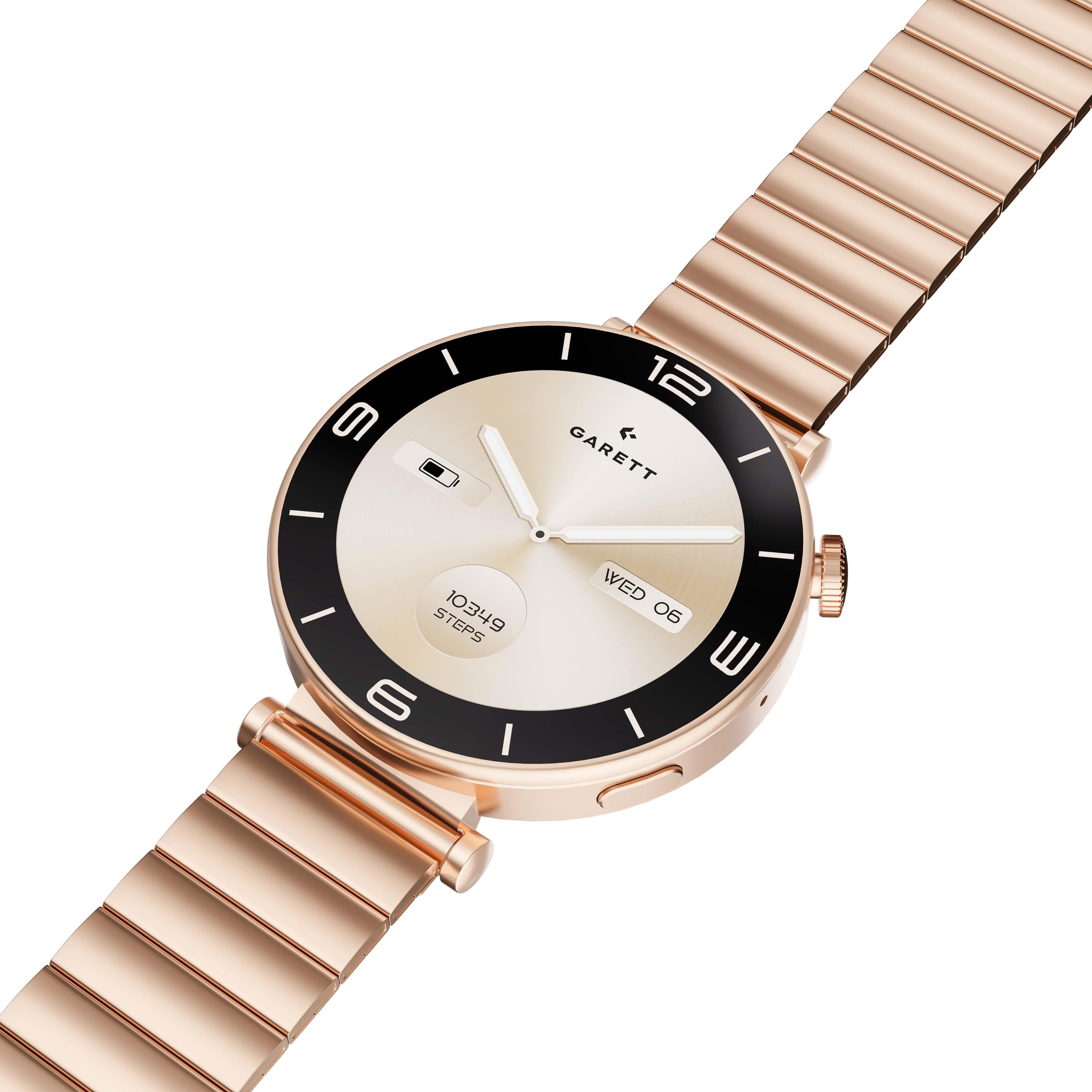 Garett Smartwatch ROSE zlatá, Solid steel