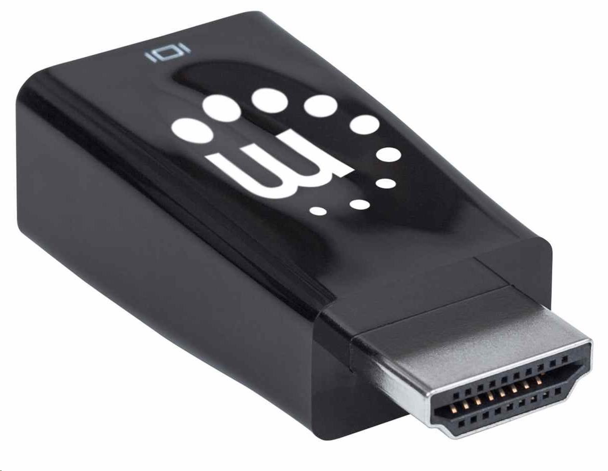 Manhattan adaptér HDMI na VGA, Micro Converter, HDMI Male na VGA Female, audio, černá