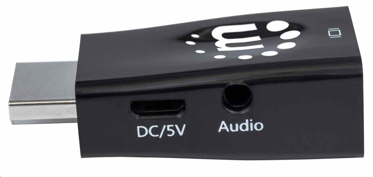 Manhattan adaptér HDMI na VGA, Micro Converter, HDMI Male na VGA Female, audio, černá