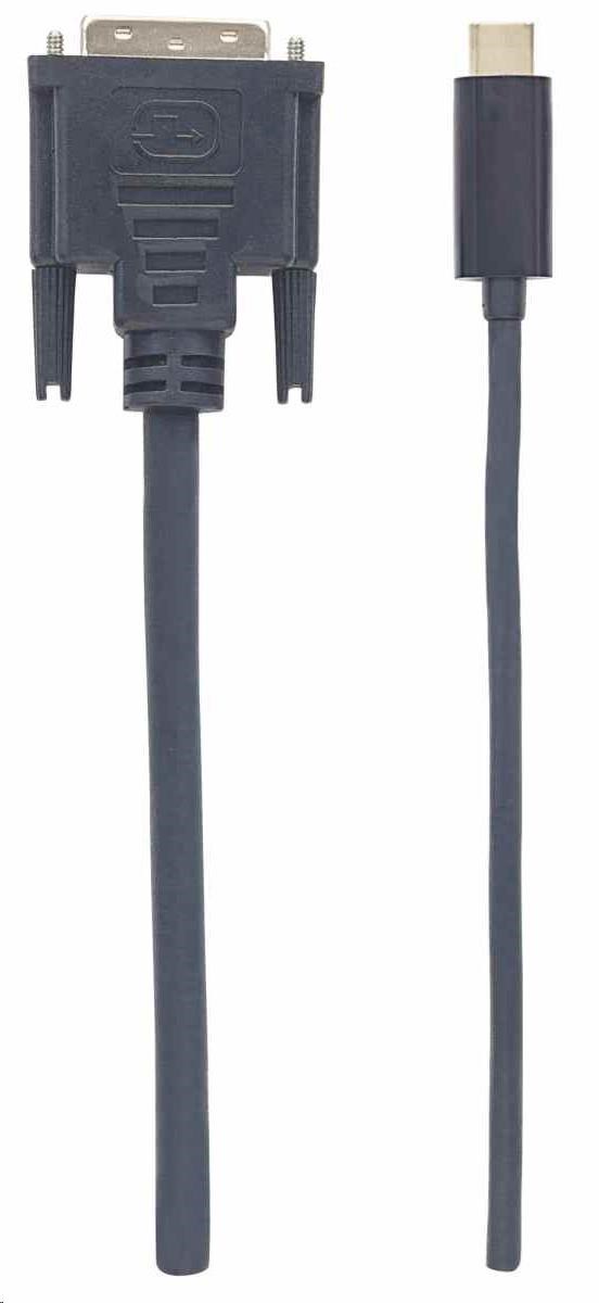 Manhattan kabel USB-C na DVI, 2m, černá