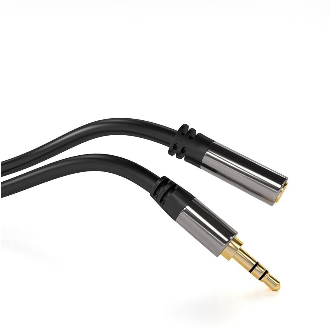 PREMIUMCORD prodlužovací kabel, Jack 3.5mm - Jack 3.5mm M/F 3m