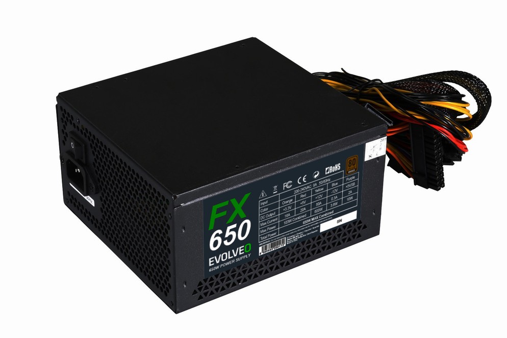 EVOLVEO FX 650 , zdroj 650W ATX, 14cm, tichý, 80+ bronze, bulk, záruka 3 roky