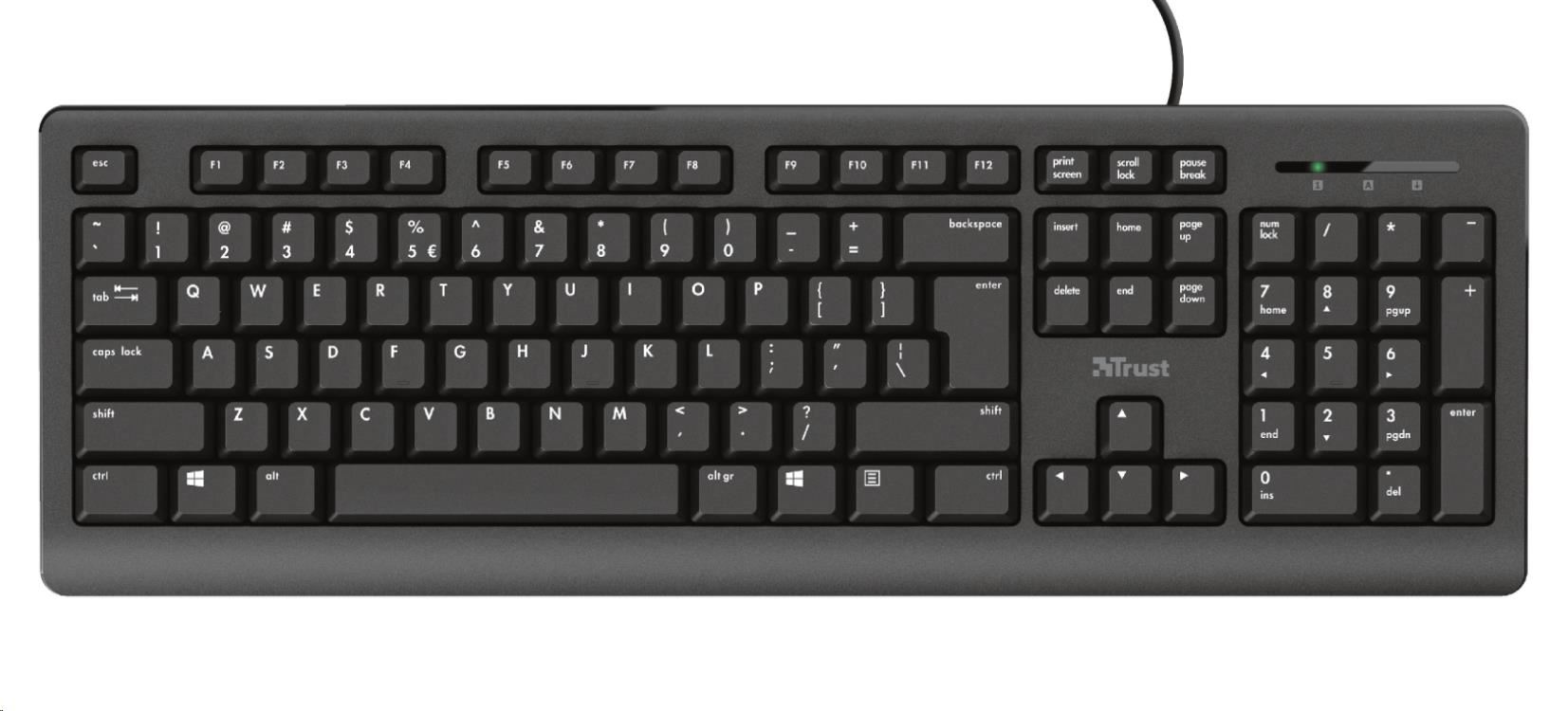 TRUST klávesnice PRIMO, membránová, USB, CZ/SK