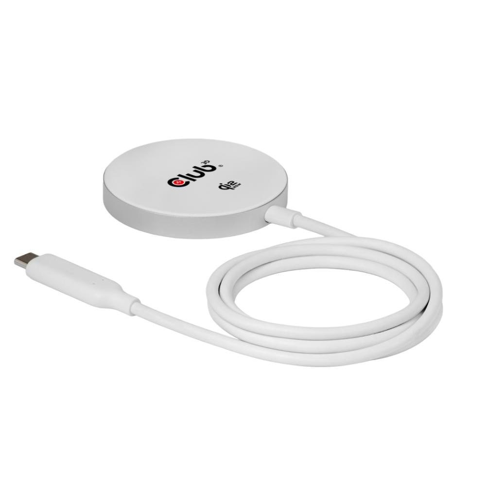 Club3D Bezdrátová nabíječka, 1x Qi2 25W, MagSafe, Qi certifikováno, bílá