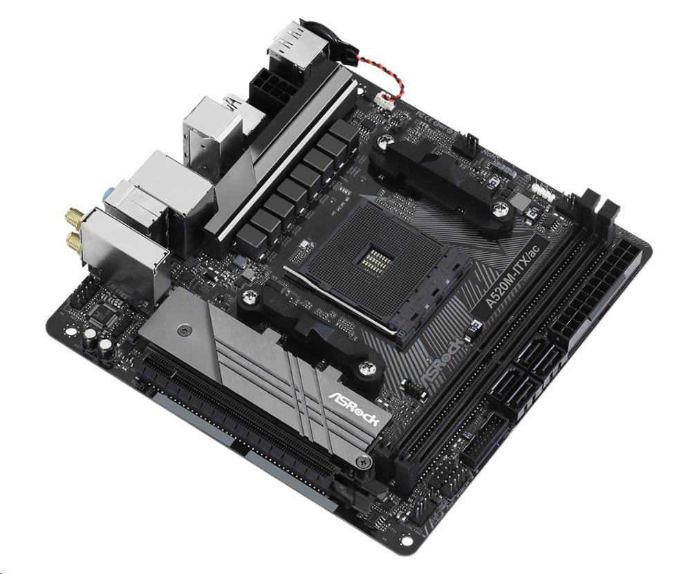 ASRock MB Sc AM4 A520M-ITX/AC, AMD A520, 2xDDR4, HDMI, DP