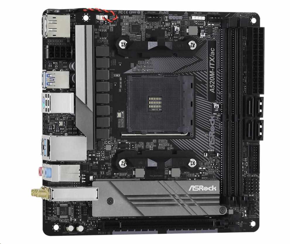 ASRock MB Sc AM4 A520M-ITX/AC, AMD A520, 2xDDR4, HDMI, DP