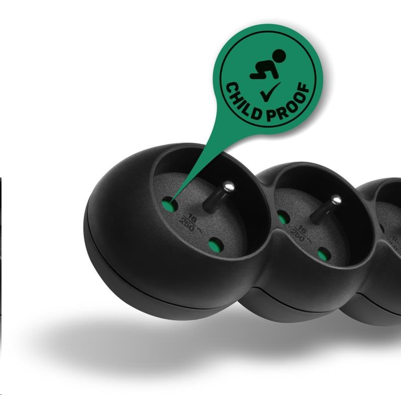 CONNECT IT prodlužovací kabel 230 V, 6 zásuvek, 5 m, bez vypínače (černý)