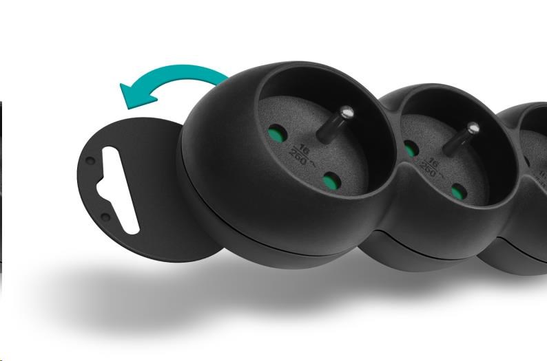 CONNECT IT prodlužovací kabel 230 V, 6 zásuvek, 5 m, bez vypínače (černý)