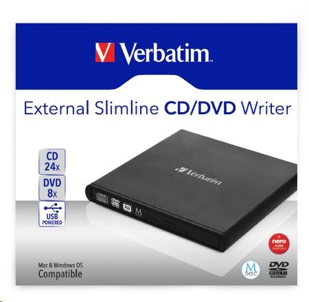 VERBATIM externí mechanika DVD-RW Rewriter USB 2.0 Black + NERO