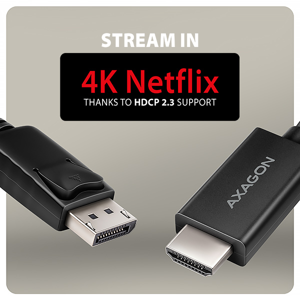 AXAGON RVD-HI20C2, DisplayPort -> HDMI 2.0b redukce / kabel 1.8m, 4K/60Hz