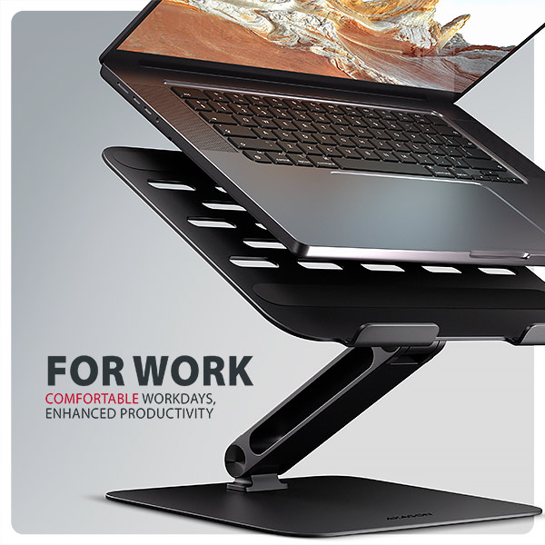 AXAGON STND-LQB, hliníkový HQ stojan pro notebooky 10"-17.3", nastavitelná výška a úhel, černý
