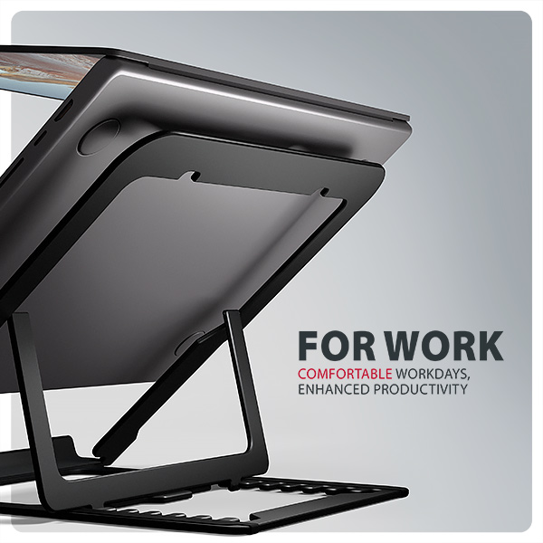 AXAGON STND-LAB, hliníkový stojan pro notebooky 10"-17.3", nastavitelná výška, černý