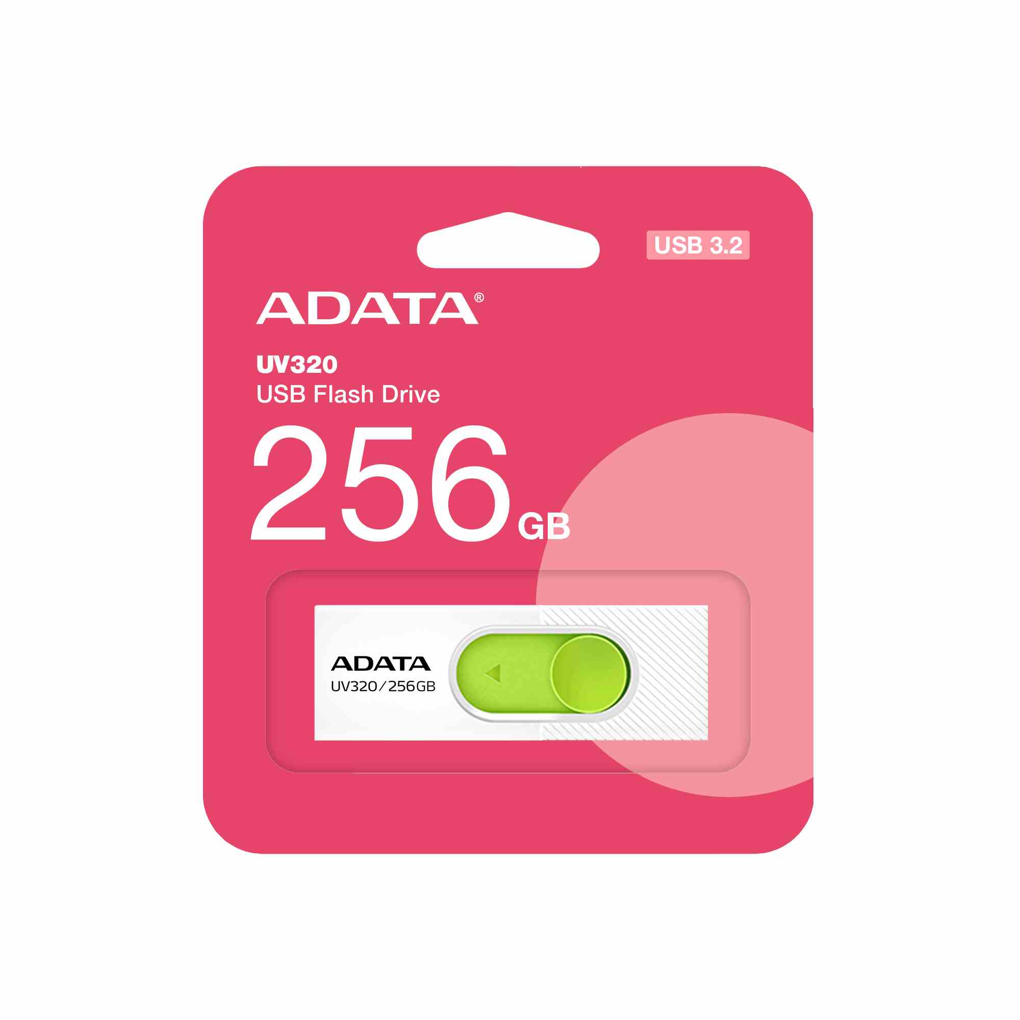 ADATA Flash Disk 256GB UV320, USB 3.2, bílo-zelená