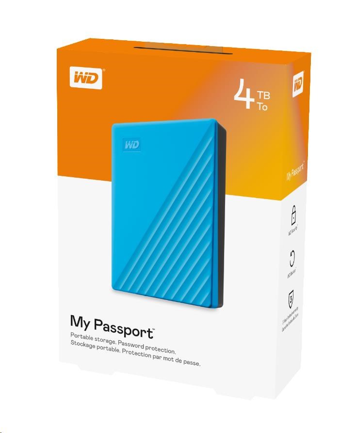 WD My Passport Portable 4TB, Externí HDD, USB 3.0, modrá