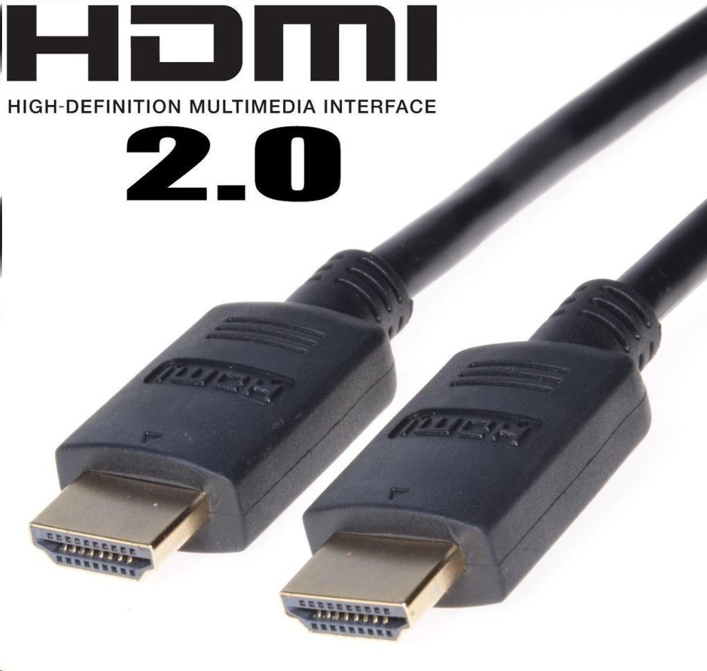 PremiumCord HDMI 2.0 High Speed + Ethernet kabel, zlacené konektory, 2m