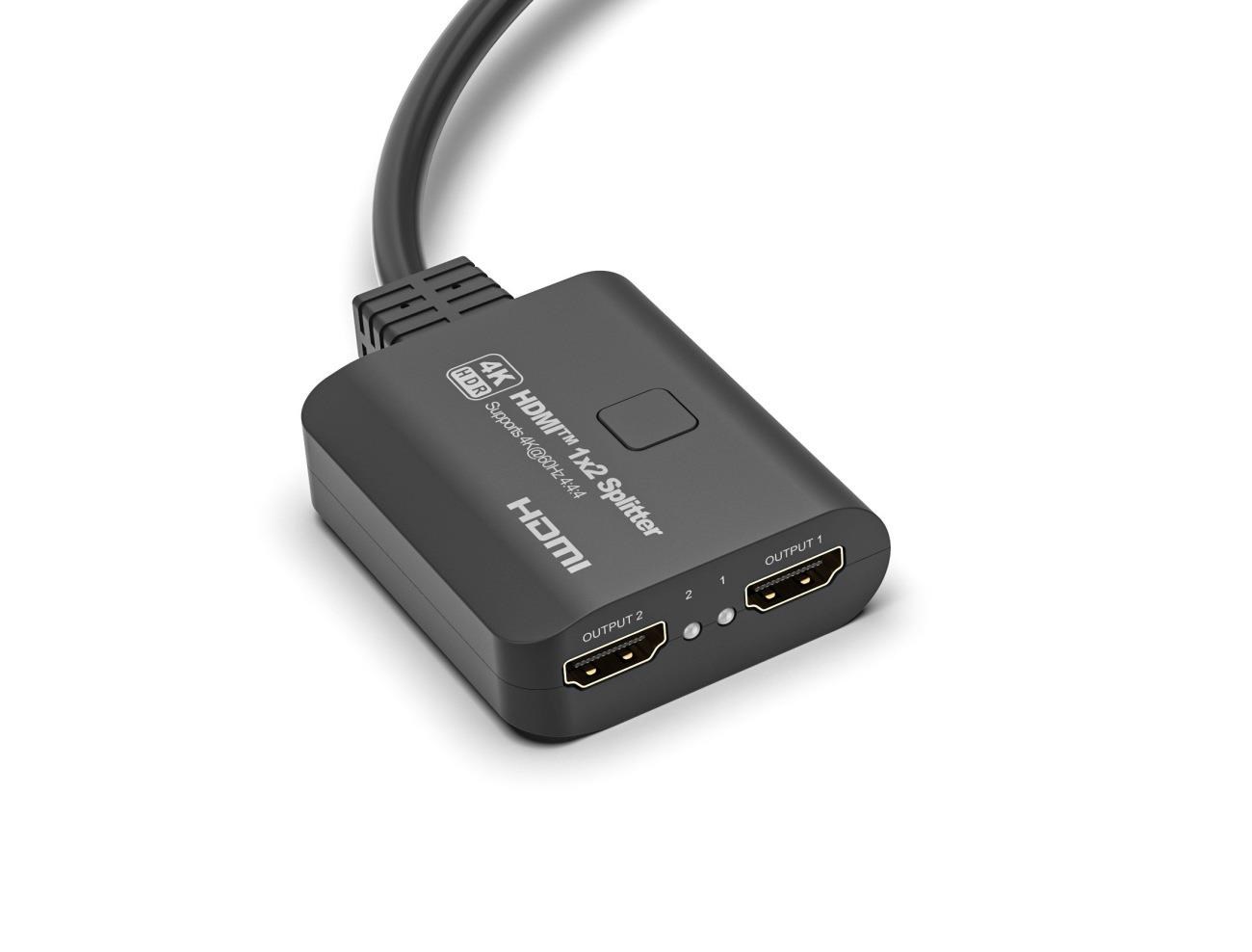 PremiumCord HDMI 2.0 Mini Splitter 1-2 Pigtail 4Kx2K@60Hz HDCP2.2 Downscaler