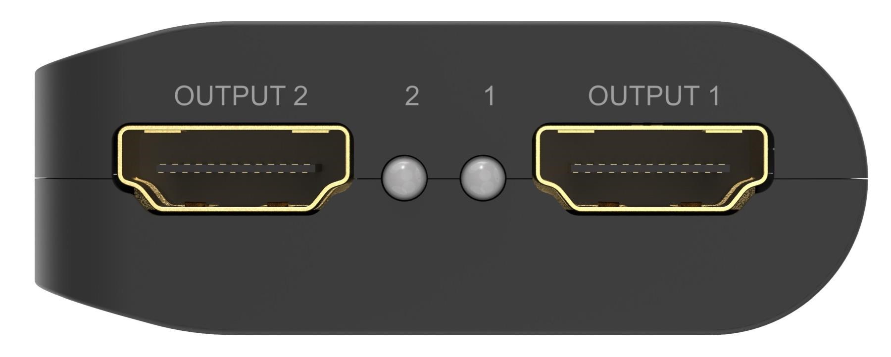 PremiumCord HDMI 2.0 Mini Splitter 1-2 Pigtail 4Kx2K@60Hz HDCP2.2 Downscaler