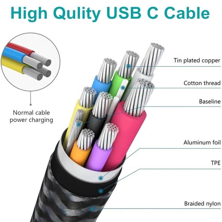 PremiumCord USB-C 2x zahnutý kabel ( USB 3.2 GEN 2x2, 5A, 100W, 20Gbit/s ) bavlněný oplet, délka: 0,5m