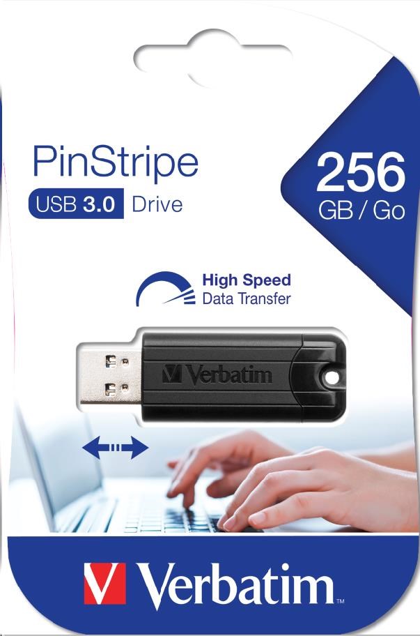 VERBATIM Flash Disk 256GB PinStripe USB 3.0, černá
