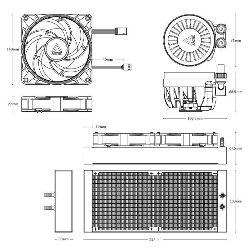 ARCTIC Vodní chladič Liquid Freezer III 280 ARGB, 2x140mm, AM5, LGA1851, bílá