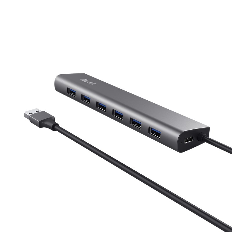 TRUST rozbočovač HALYX, 7portový rozbočovač USB 3.2 Gen1