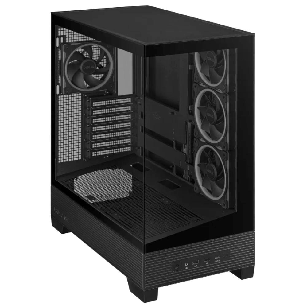 ASUS case A31 PLUS TG ARGB, Mid Tower, Průhledná bočnice, 4x120mm ARGB Fan, ARGB Hub, černá