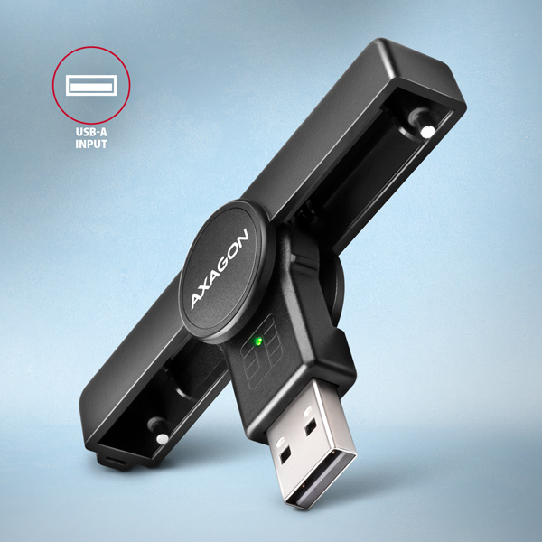 AXAGON CRE-SMPA, USB-A PocketReader čtečka kontaktních karet Smart card (eObčanka)