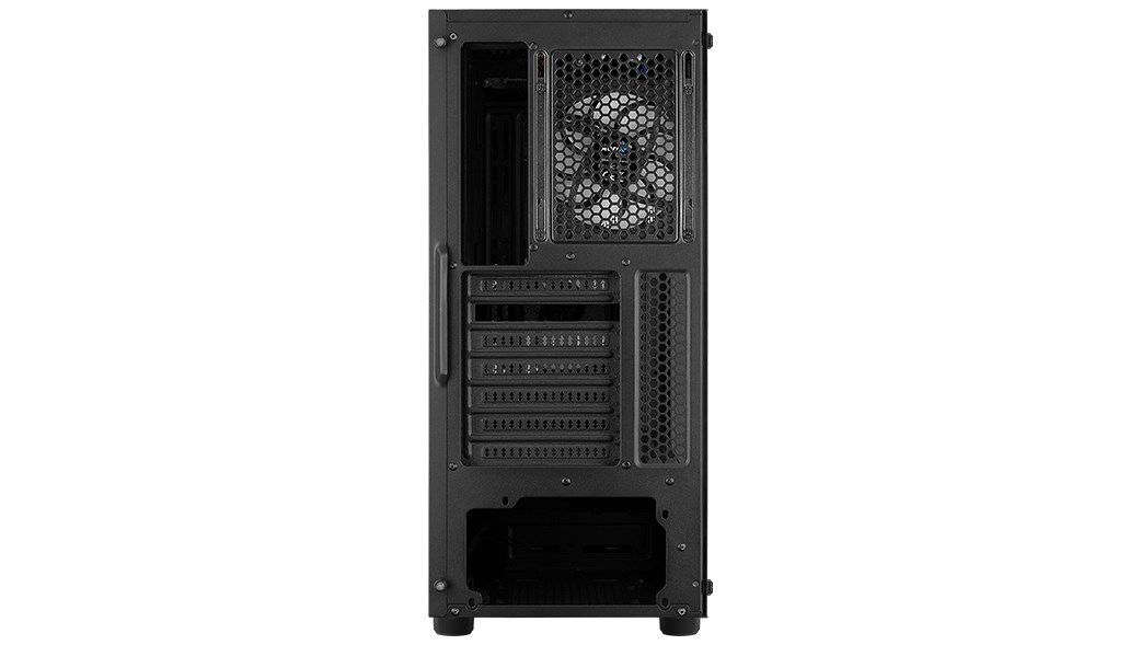 AEROCOOL skříň Menace Saturn FRGB ML G, Mid tower, 2x USB 3.0, 2x audio, 1x 120mm FRGB Fan, bez zdroje