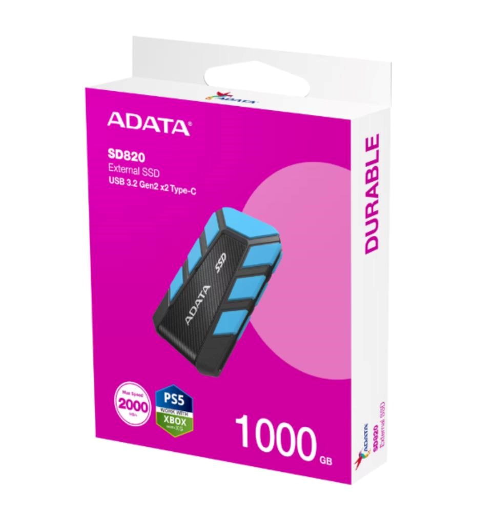 ADATA External SSD 1TB SD820, USB 3.2 Gen 2x2, Černo-modrá