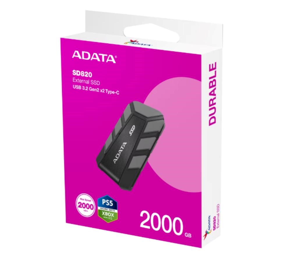 ADATA External SSD 2TB SD820, USB 3.2 Gen 2x2, Černá