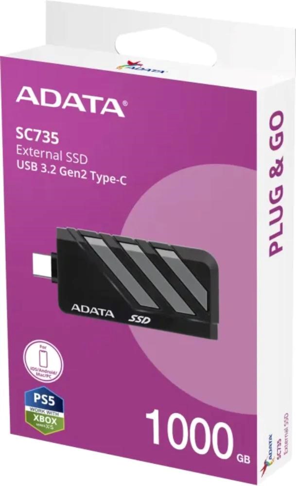 ADATA External SSD 2TB SC735, USB-C 3.2 Gen2, Černá