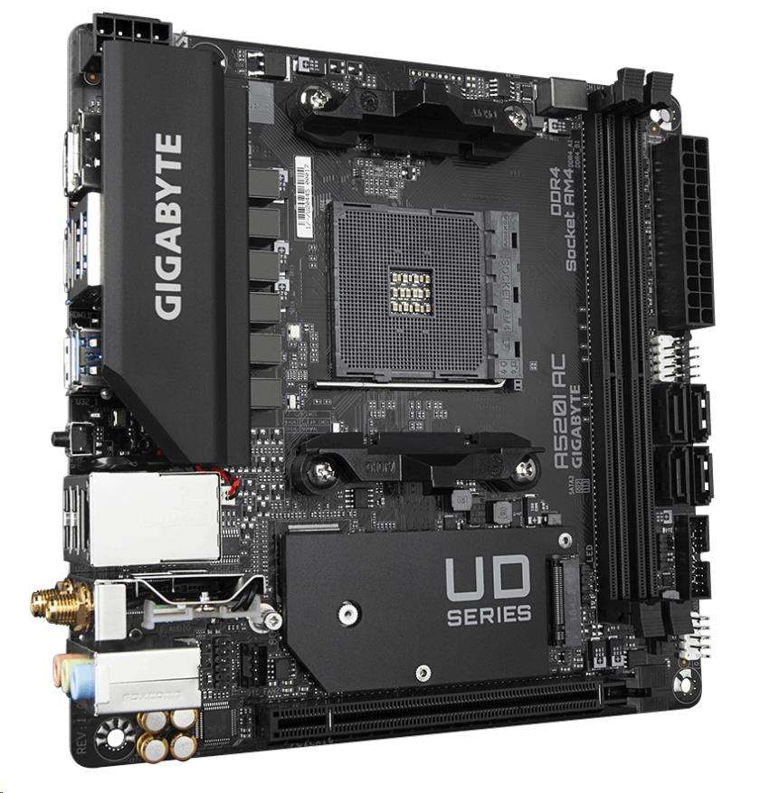 GIGABYTE MB Sc AM4 A520I AC, AMD A520, 2xDDR4, 1xDP, 2xHDMI, WI-FI, Mini-ITX