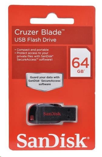 SanDisk Flash Disk 64GB Cruzer Blade, USB 2.0, černá