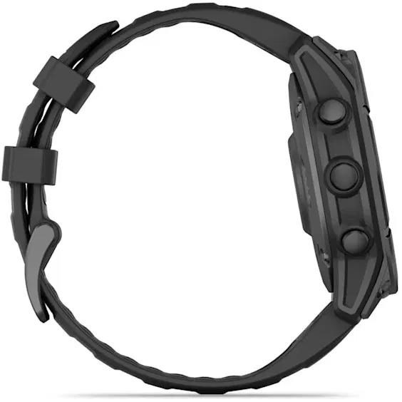 Garmin fenix® E – 47 mm, AMOLED, Slate grey steel / Černý silikonový řemínek, EU