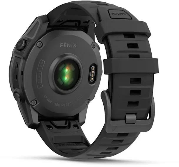 Garmin fenix® E – 47 mm, AMOLED, Slate grey steel / Černý silikonový řemínek, EU