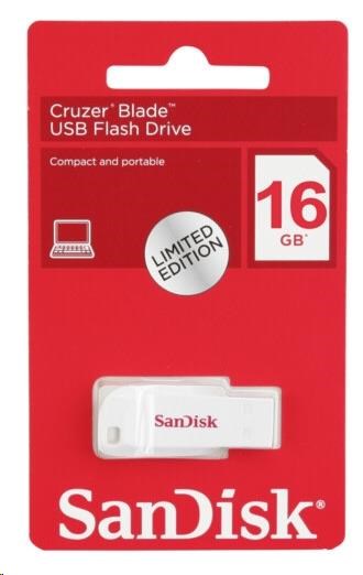 SanDisk Flash Disk 16GB Cruzer Blade, USB 2.0, bílá