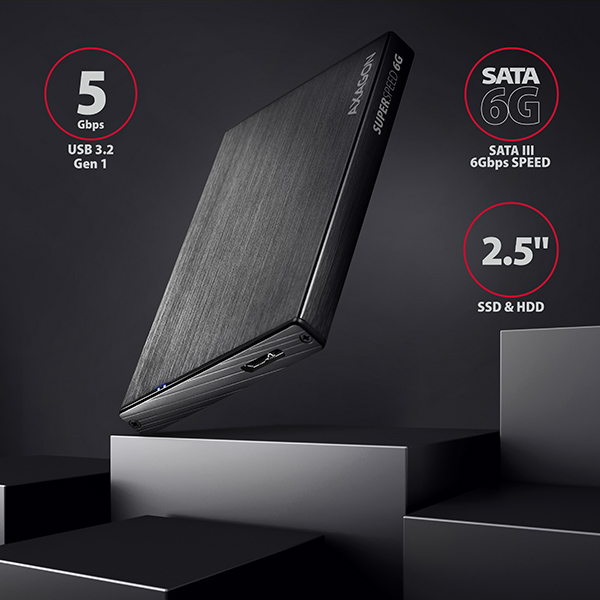 AXAGON EE25-XA6, USB 5Gbps - SATA 6G, 2.5" kovový ALINE box