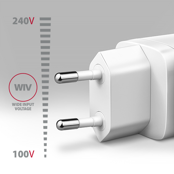AXAGON ACU-DPQ65W, GaN nabíječka do sítě 65W, 3x port (USB-A + dual USB-C), PD3.0/QC4+/PPS/Apple, bílá