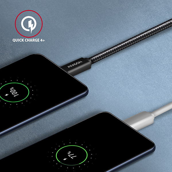 AXAGON BUCM32-CM05AB, SPEED+ kabel USB-C <-> USB-C, 0.5m, USB 20Gbps, PD 100W 5A, 4K HD, ALU, oplet, černý