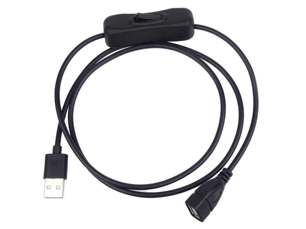 PREMIUMCORD Prodlužovací kabel USB 2.0 s vypínačem, 1m, černá