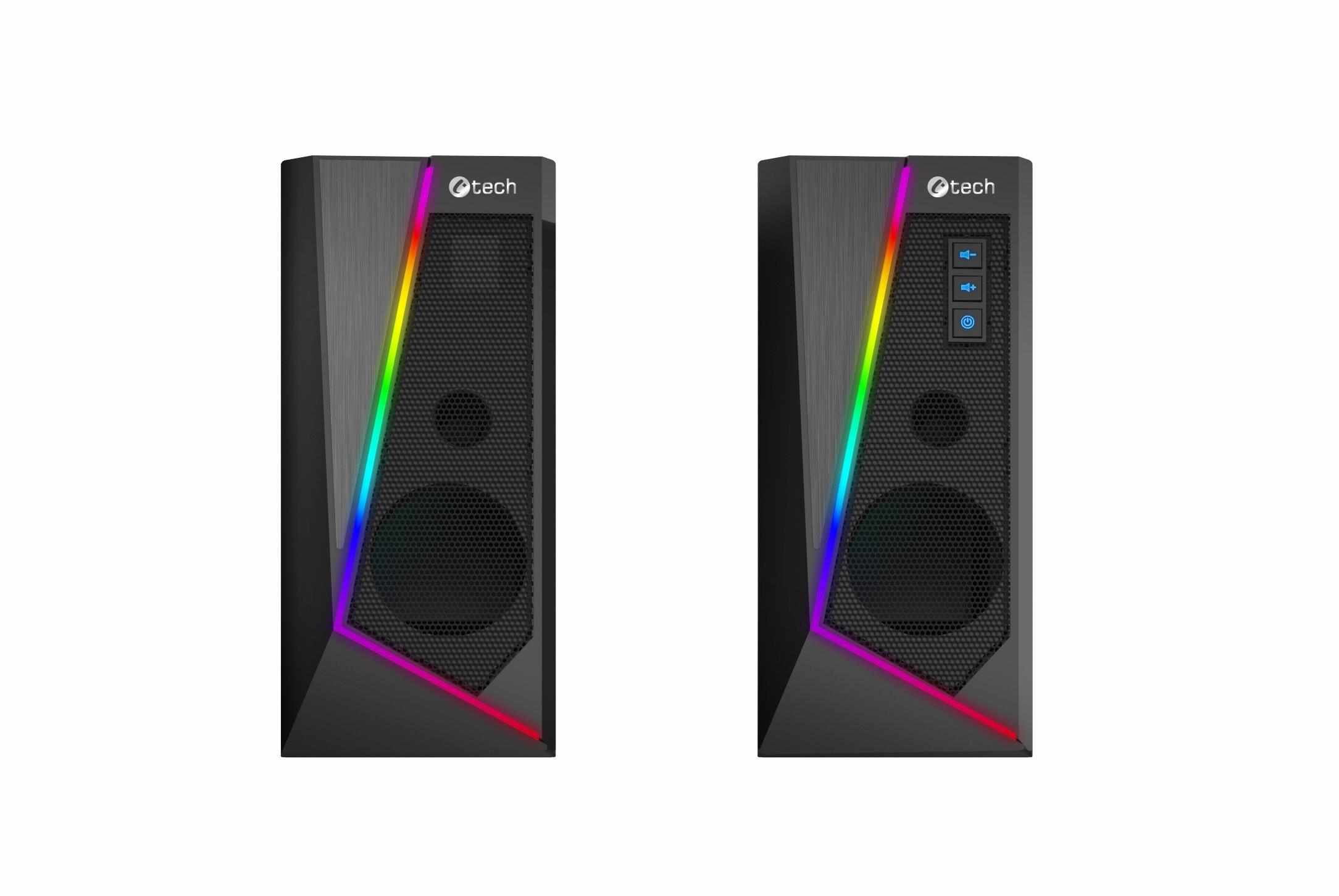 C-TECH reproduktory SPK-17, 2.0, RGB, černá