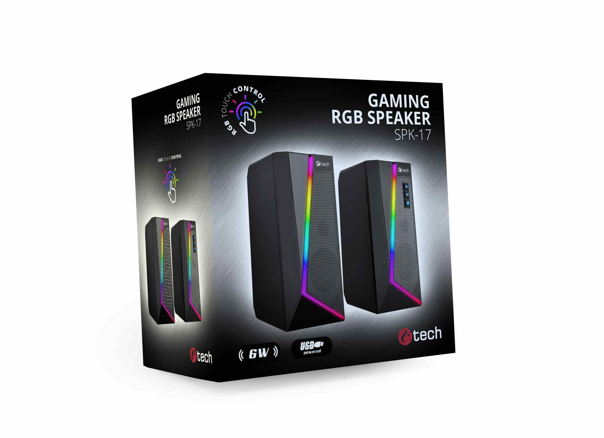 C-TECH reproduktory SPK-17, 2.0, RGB, černá