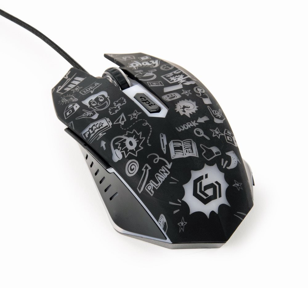 GEMBIRD myš MUS-6B-GRAFIX-01, černá s grafickým potiskem, USB